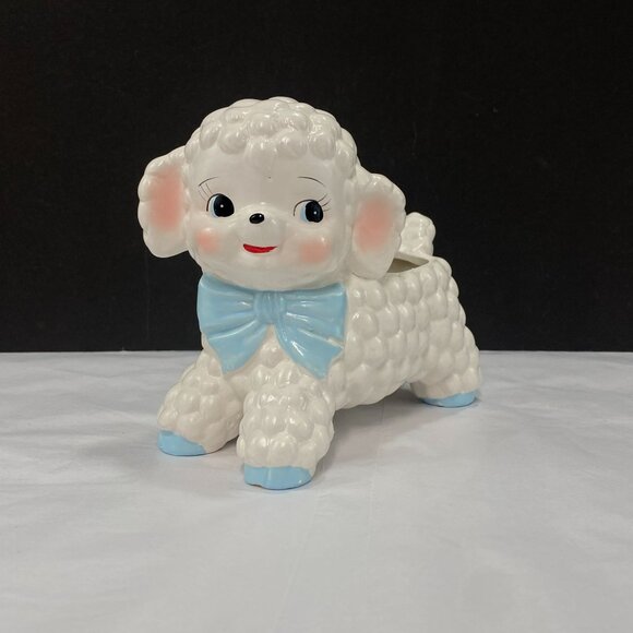 Vintage Ceramic Lamb Planter Gender Neutral Baby Decor - Picture 1 of 10